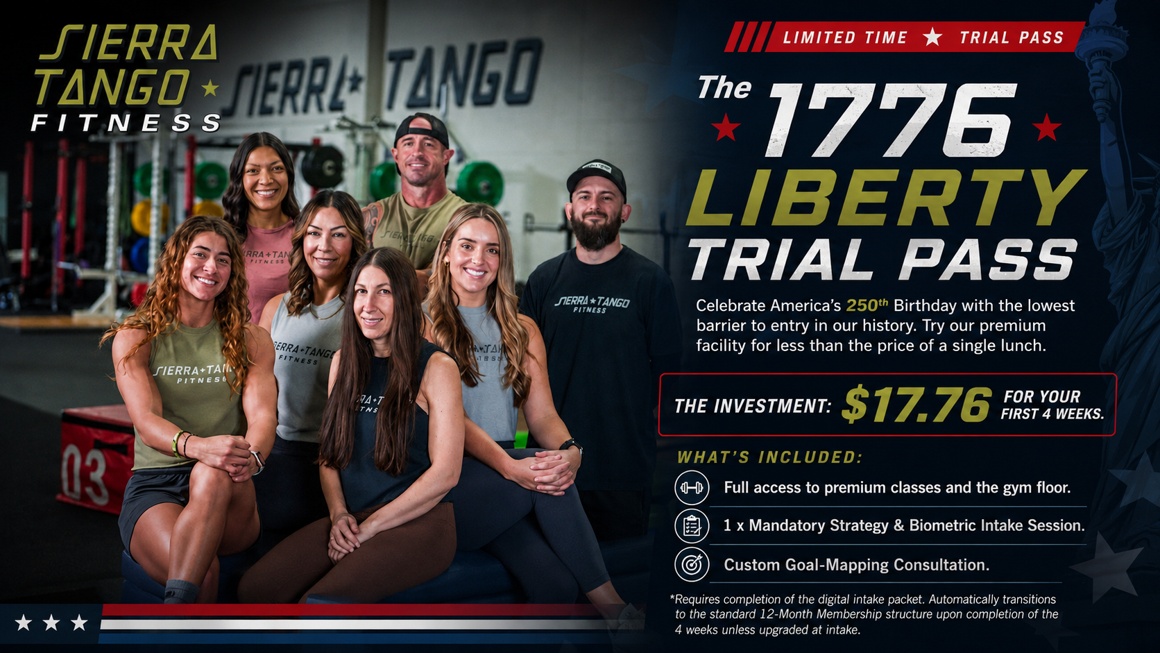 The 1776 Liberty Trial Pass — $17.76 for your first 4 weeks at Sierra Tango Fitness in Lodi, CA
