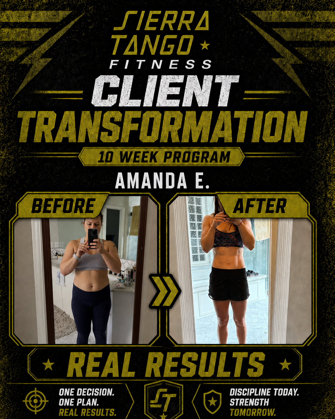 Amanda E. — 10 week program client transformation — before and after transformation at Sierra Tango Fitness in Lodi, CA