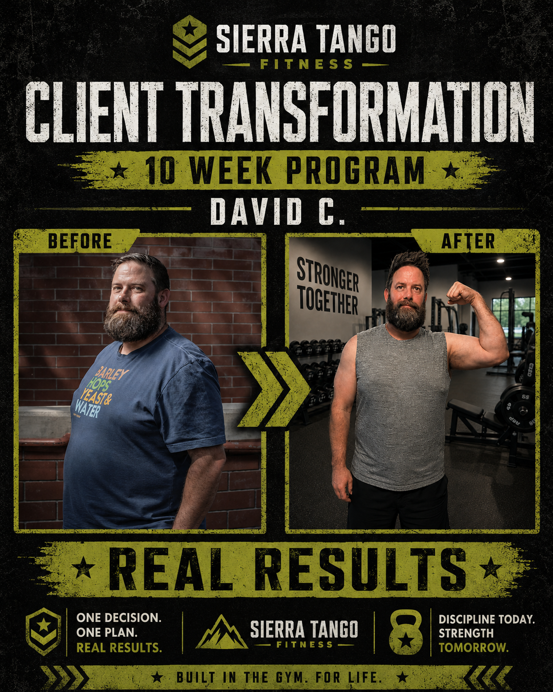 David C. — 10 week program client transformation — before and after transformation at Sierra Tango Fitness in Lodi, CA