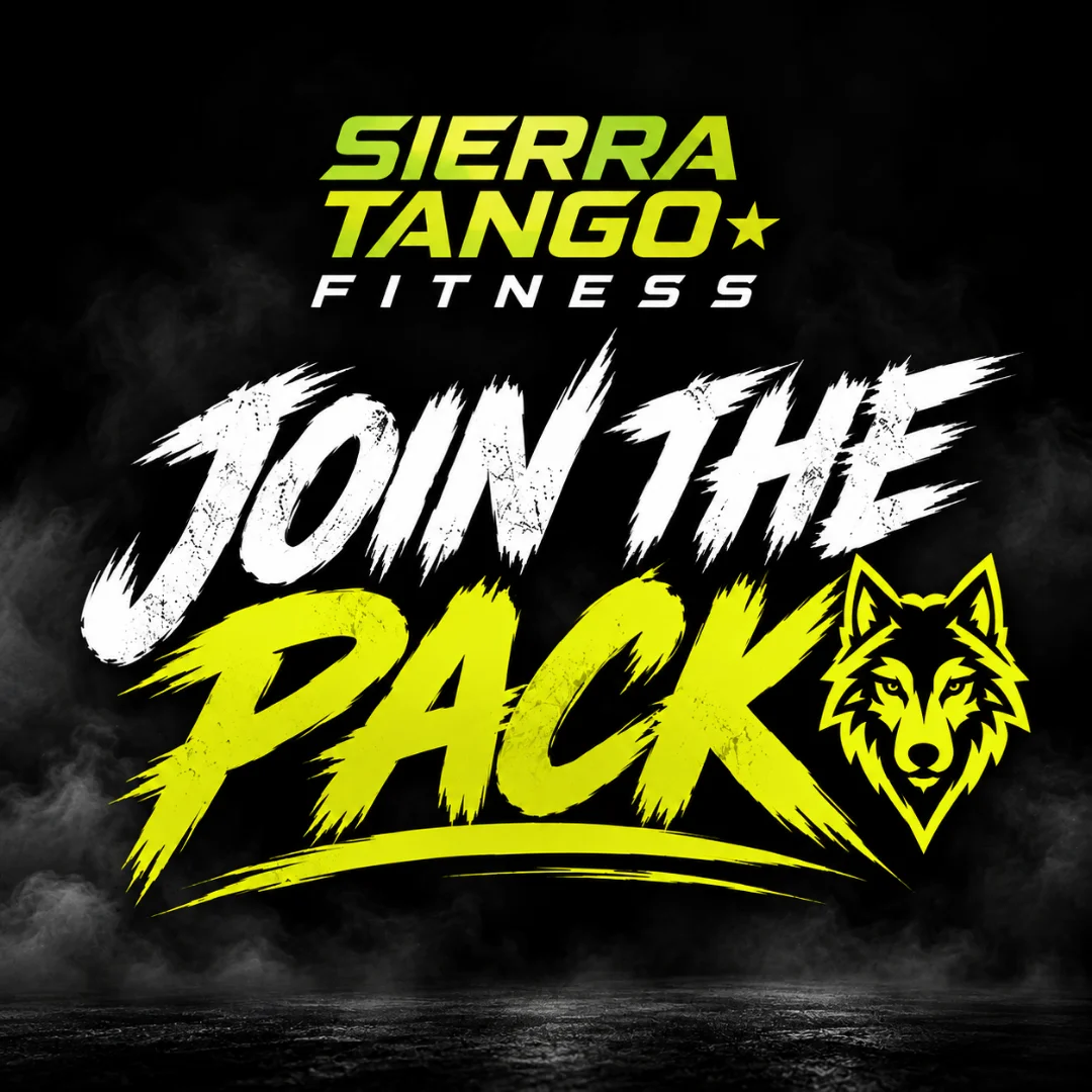 Sierra Tango Fitness — Join the Pack, with wolf emblem