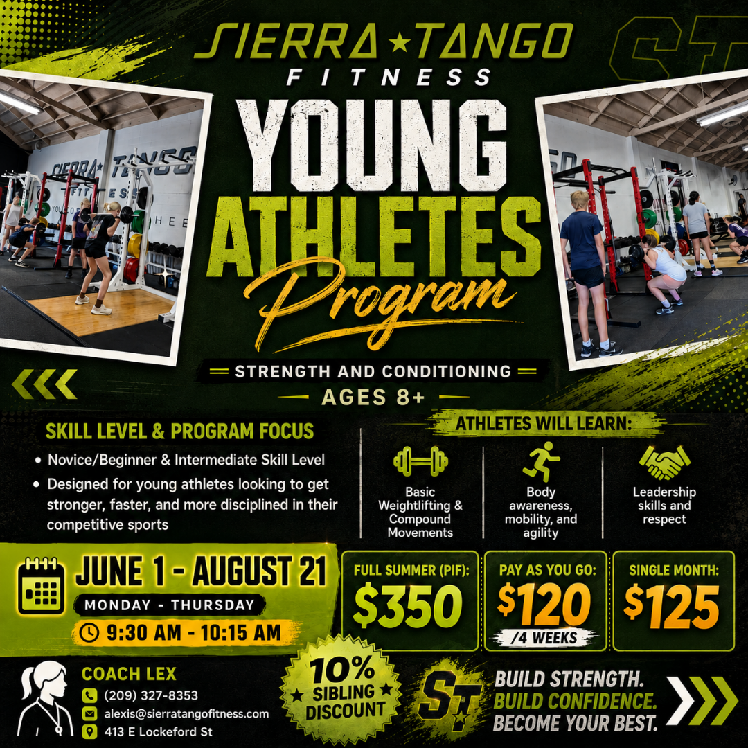 Young Athletes Program — Strength and Conditioning, Ages 8+, Sierra Tango Fitness, Lodi CA — schedule and pricing